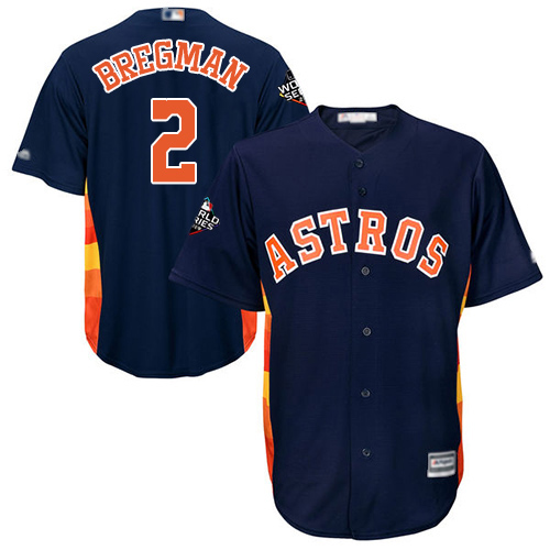 Astros #2 Alex Bregman Navy Blue Cool Base 2019 World Series Bound Stitched Youth MLB Jersey